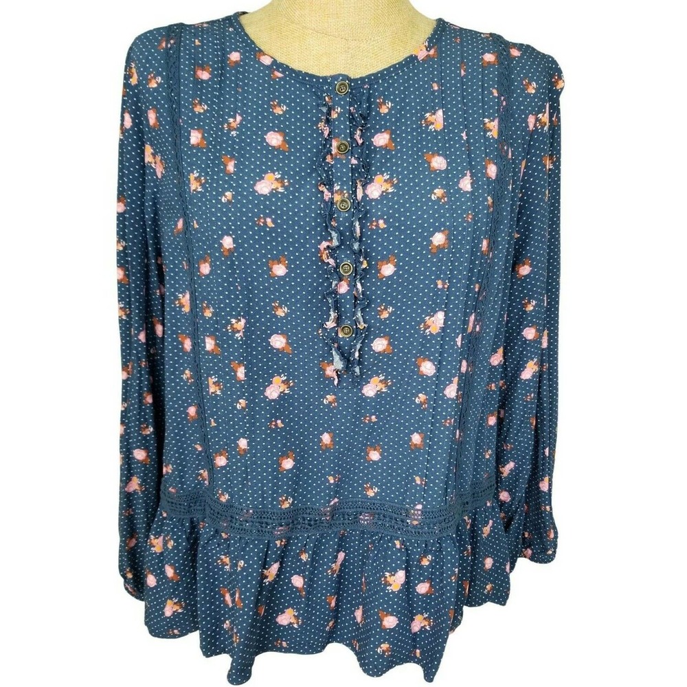 Floral Navy Blue Women's Top